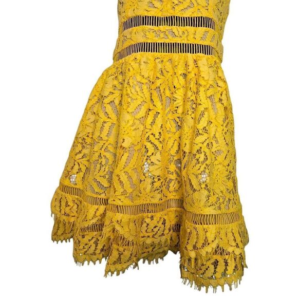 Lovers + Friends Moon Dance Lace Yellow Mini Dress Size Small - Picture 4 of 9